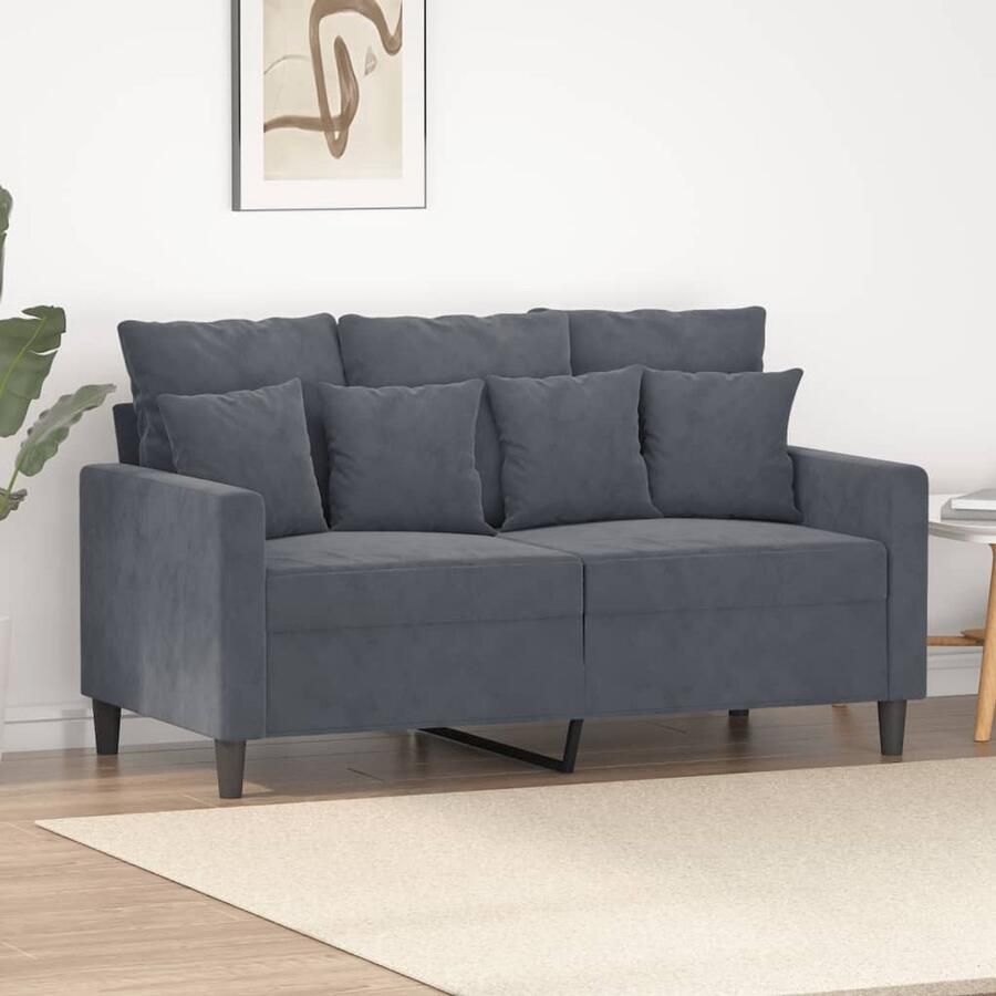 The Living Store Bank Elegance 2-zits Fluweel 138x77x80 cm Modern Donkergrijs Comfortabele zitting Tweezitsbank Fluweel Sofa Donkere Bank Salon Meubilair Luxe Bank