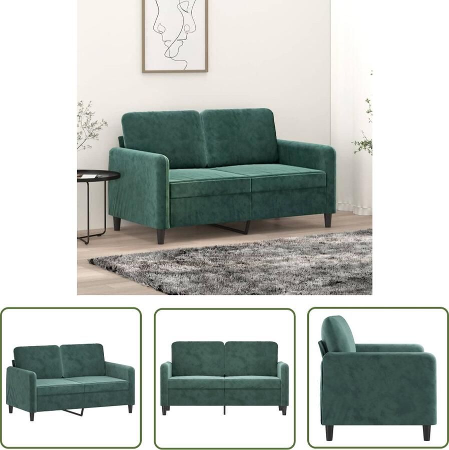 The Living Store Bank Groene Fluweel 2-zitsbank 138 x 77 x 80 cm Comfortabel Zitten Stabiel Frame Tweezitsbank Fluweel Sofa Donkere Groene Bank Banks Kopen Salon Meubilair