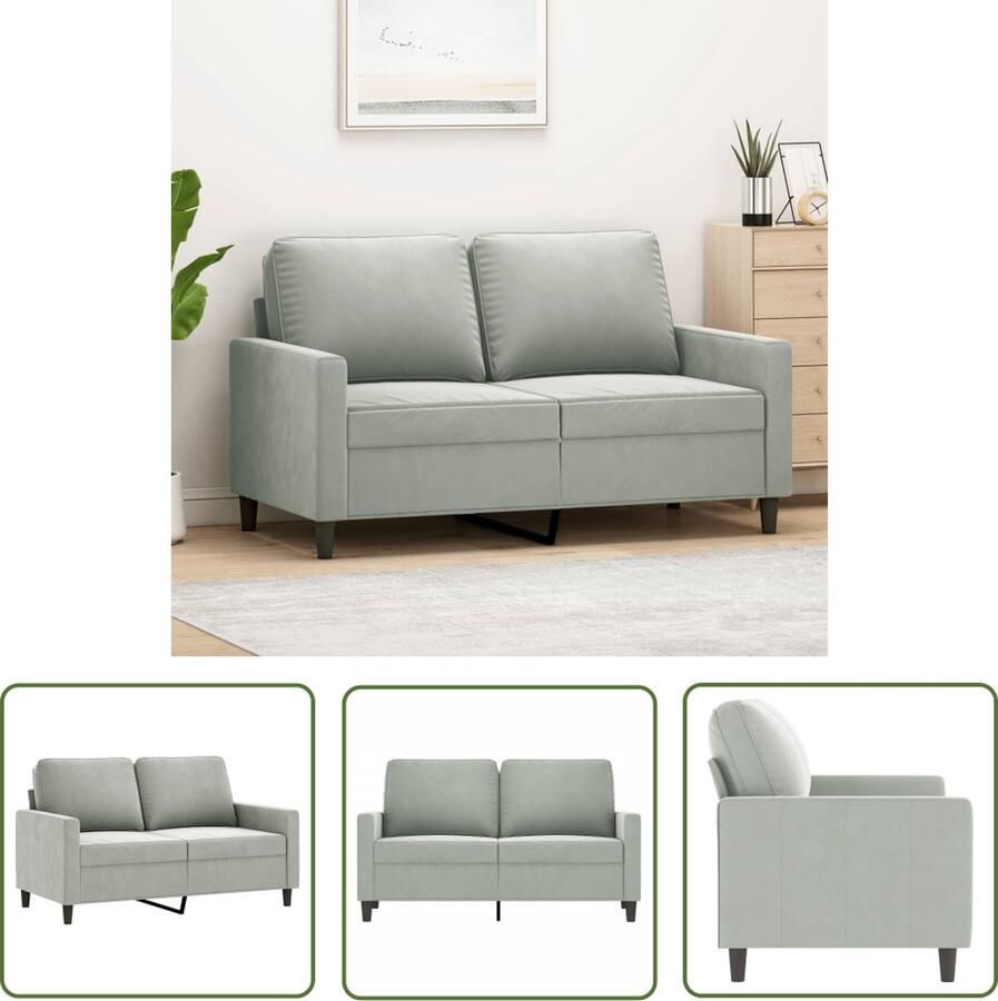 The Living Store Fluwelen 2-zitsbank 138 x 77 x 80 cm Lichtgrijs Tweezitsbank Fluweel Sofa Grijze Bank Banks Kopen Lounge Meubilair