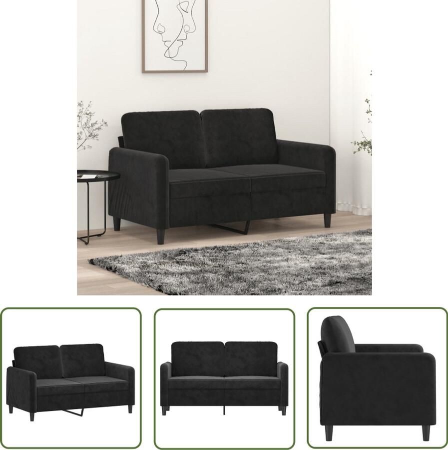 The Living Store Bank Modern Design Zwart Fluweel 138 x 77 x 80 cm Comfortabele Zitervaring Tweezitsbank Fluweel Sofa Zwarte Bank Salontafel Livingroom Meubilair