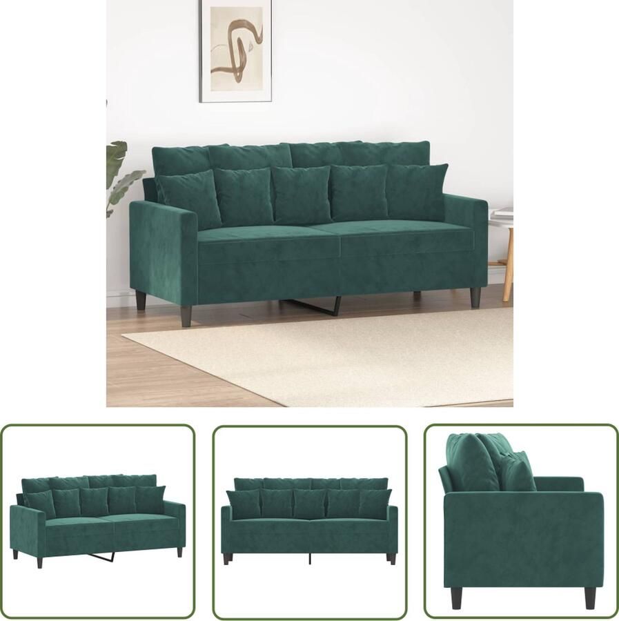 The Living Store Bank Fluweel 2-zits Donkergroen 158 x 77 x 80 cm Stevig metalen frame Tweezitsbank Fluweel Sofa Donkere Groene Bank Banks Kopen Salon Meubilair