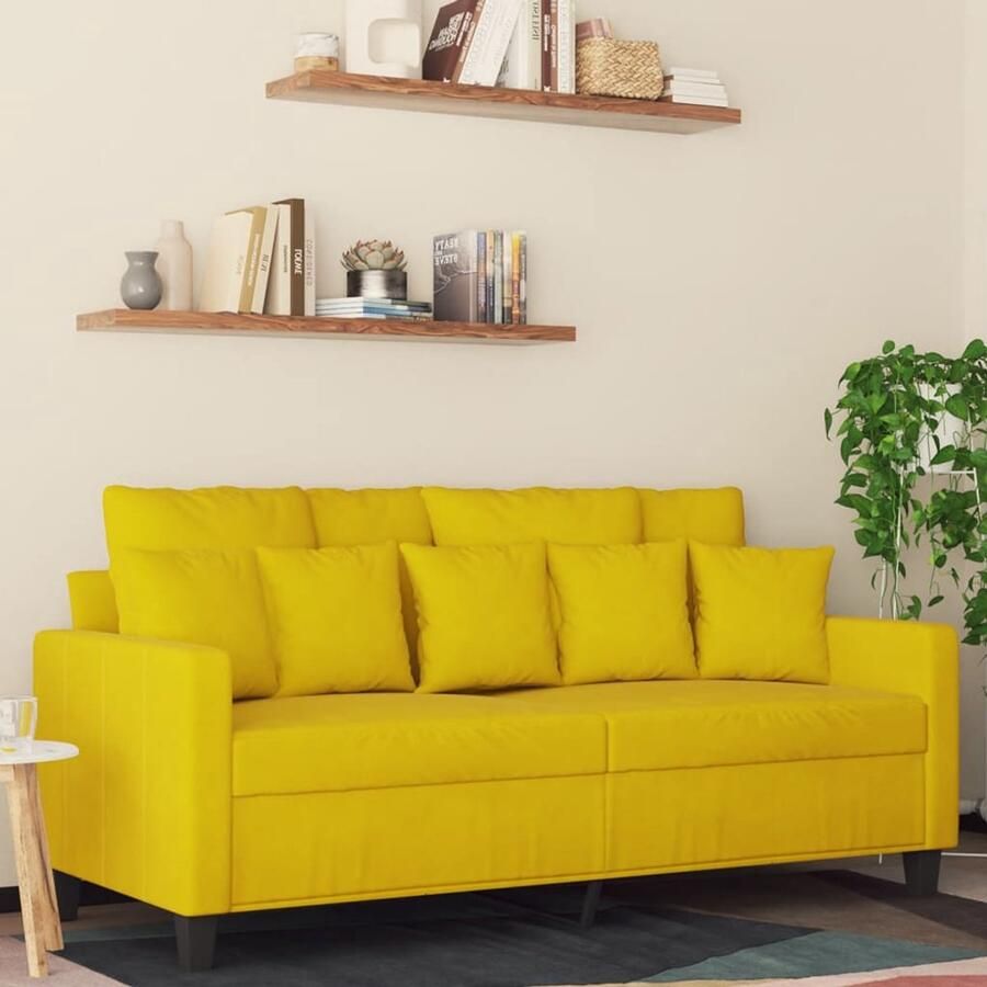 The Living Store 2-zitsbank fluwelen stof geel 158x77x80 cm Stevig frame Comfortabele zitervaring Tweezitsbank Fluweel Sofa Gelbe Bank Banks Kopen Salon Meubilair