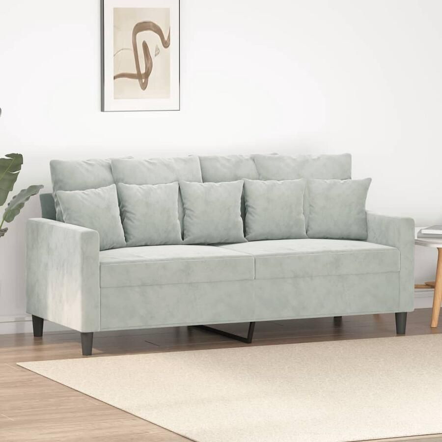 The Living Store Bank Fluweel 2-Zitsbank 158 x 77 x 80 cm Lichtgrijs Comfortabel fluwelen bankstel met stevig metalen frame Tweezitsbank Fluweel Sofa Grijze Bank Salon Meubilair Comfortabele Bank