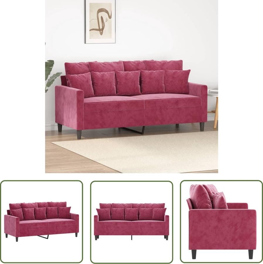 The Living Store 2-zitsbank fluweel wijnrood 158 x 77 x 80 cm Stabiel frame comfortabele zitervaring Tweezitsbank Fluweel Sofa Rode Bank Salon Meubilair Lounge Furniture