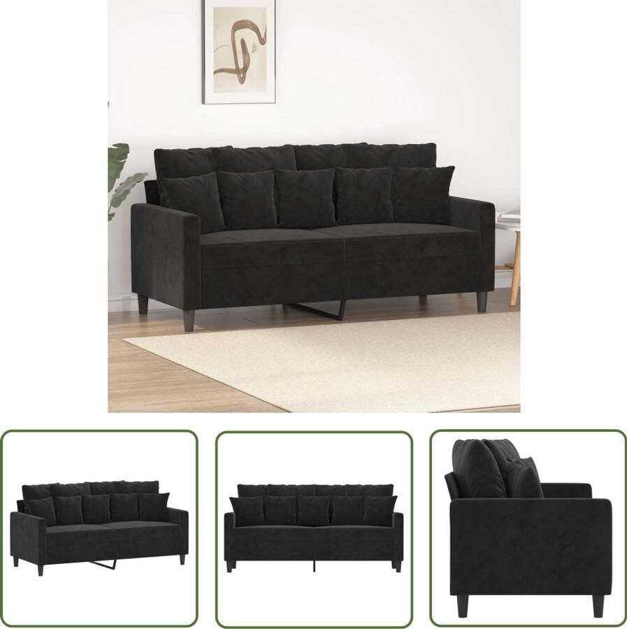 VidaXL Tweezitsbank 140 cm fluweel zwart Tweezitsbank Fluweel Sofa Zwarte Bank Luxe Bank Comfortabele Bank