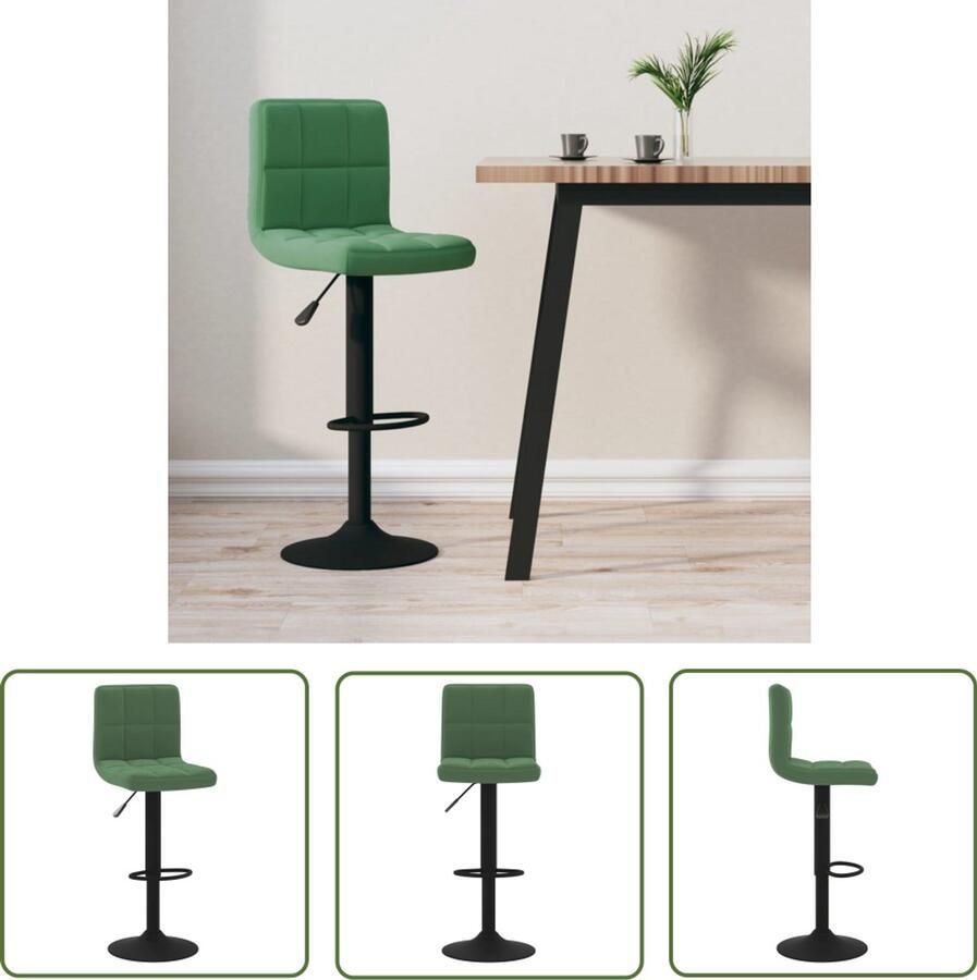 The Living Store Barkruk fluweel donkergroen Barkruk Fluweel Stoel Donkere Kleur Eetkamerstoelen Barstoel