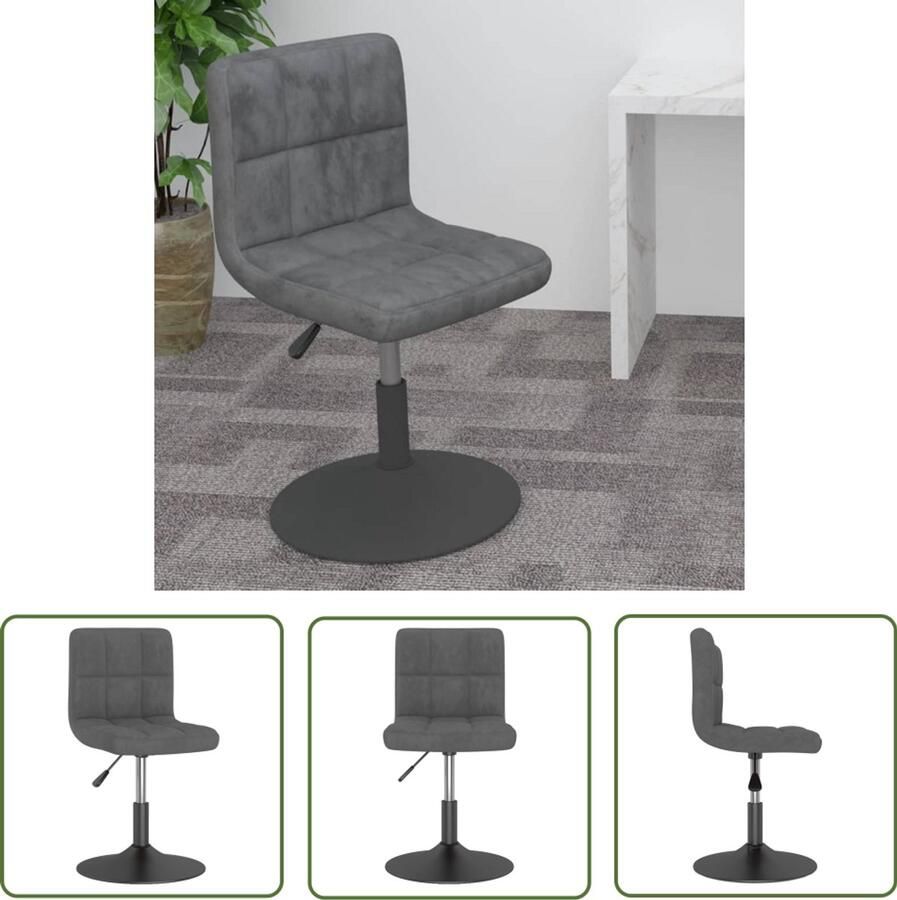 The Living Store Barkruk draaibaar fluweel donkergrijs Barstoelen Fluweel Stoel Draaibare Barkruk Donkere Barkruk Design Barkruk