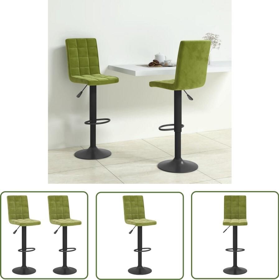 The Living Store Barkrukken 2 st fluweel lichtgroen Barstoelen Fluweel Stoel Groene Stoel Hoge Stoel Barkrukken