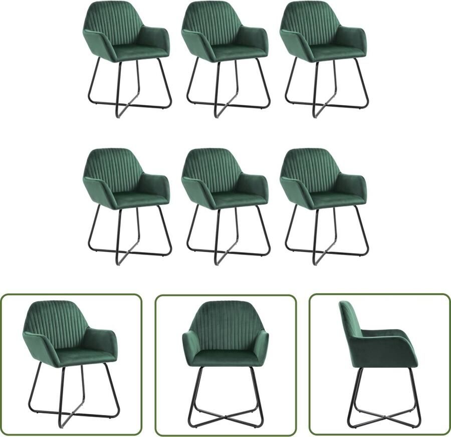 The Living Store Eetkamerstoelen Set Fluweel Groen 61 x 61 x 84 cm Ergonomisch Eetkamerstoelen Fluweel Stoelen Groene Stoelen Design Stoelen Comfortabele Stoelen - Foto 2