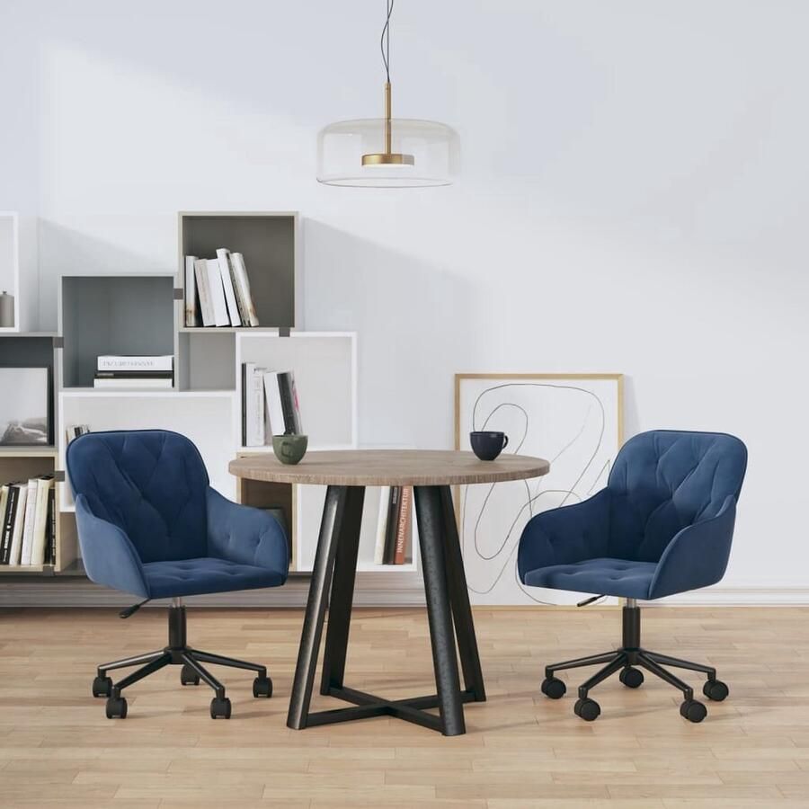 The Living Store Eetkamerstoelen draaibaar 2 st fluweel blauw Eetkamerstoel Fluweel Stoel Blauwe Stoel Adjustable Height Chair Draaistool