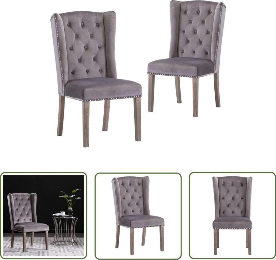 The Living Store Eetkamerstoelen Set van 6 Grijs Fluweel 51 x 59 x 98.5 cm Klassiek design Eetkamerstoelen Fluweel Stoelen Grijze Stoelen Klassieke Stoelen Set Van 6 Stoelen - Foto 6
