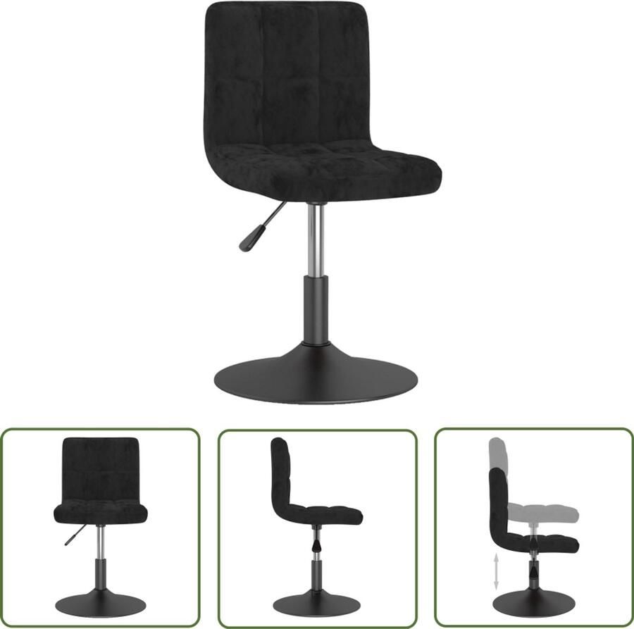 The Living Store Eetkamerstoel draaibaar fluweel zwart Eettafelstoel Fluweel Stoel Draaibare Stoel Eetkamerstoel Moderne Stoel