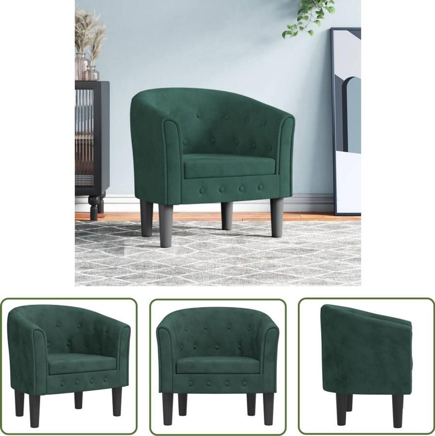 VidaXL Kuipstoel fluweel donkergroen Kuipstoel Fluweel Stoel Donkere Groene Stoel Lounge Stoel Eetkamerstoel