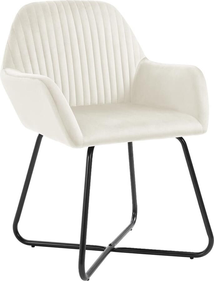 VidaXL Fluwelen Eetkamerstoelen Set van 4 Crème Eetkamerstoelen Fluweel Stoelen Creme Eetkamerstoelen Comfortabele Stoelen Vintage Stoelen