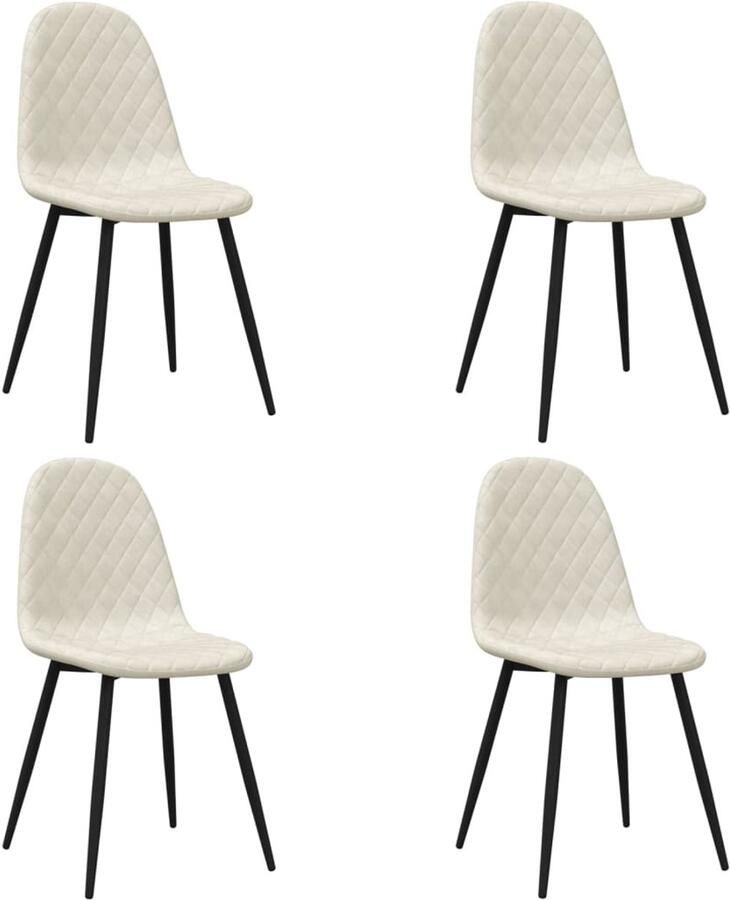 The Living Store Eetstoelen Keukenstoelen 45 x 53.5 x 87 cm Crèmewit Fluweel Eetkamerstoelen Fluweel Stoelen Creme Witte Stoelen Design Stoelen Comfortabele Stoelen - Foto 7