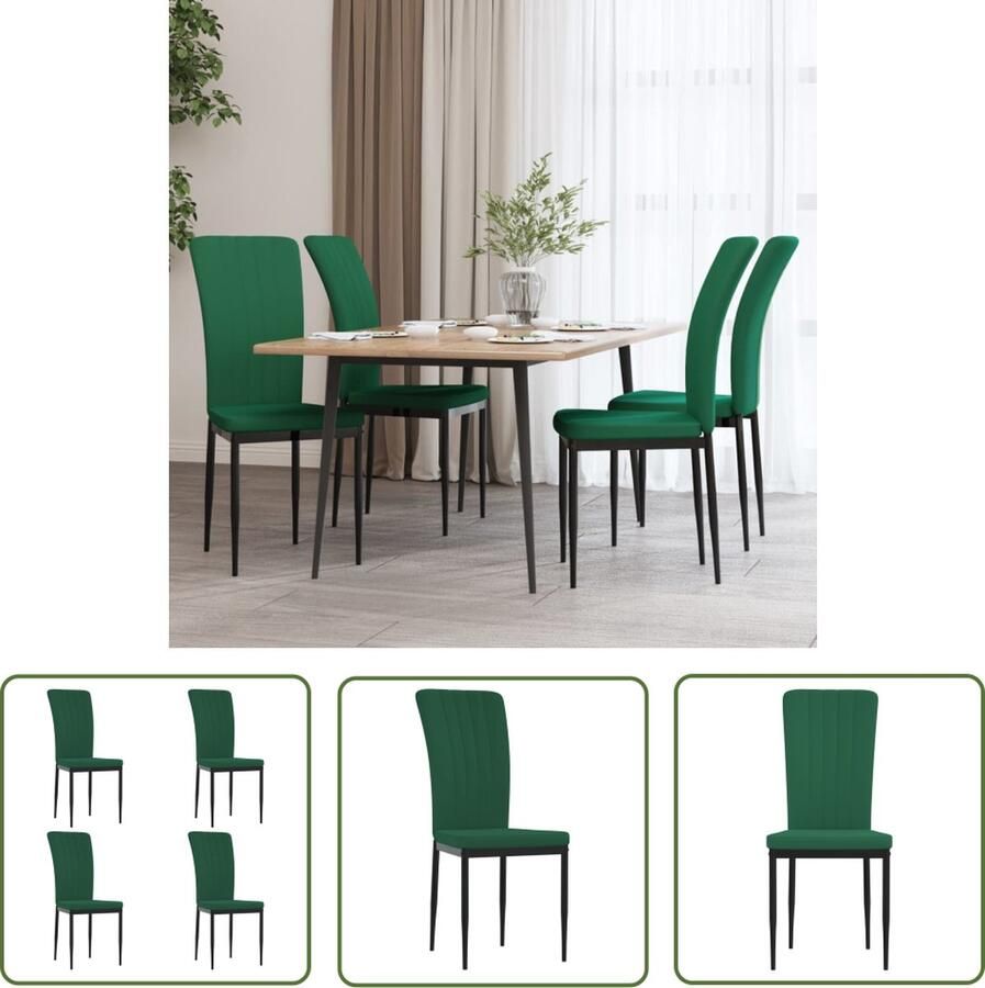 The Living Store Eetkamerstoelen Donkergroen velvet Stevig frame Ergonomisch ontwerp 42x57.5x95 cm Eetkamerstoelen Fluweel Stoelen Donkere Groene Stoelen Elegante Stoelen Comfortabele Stoelen - Foto 4