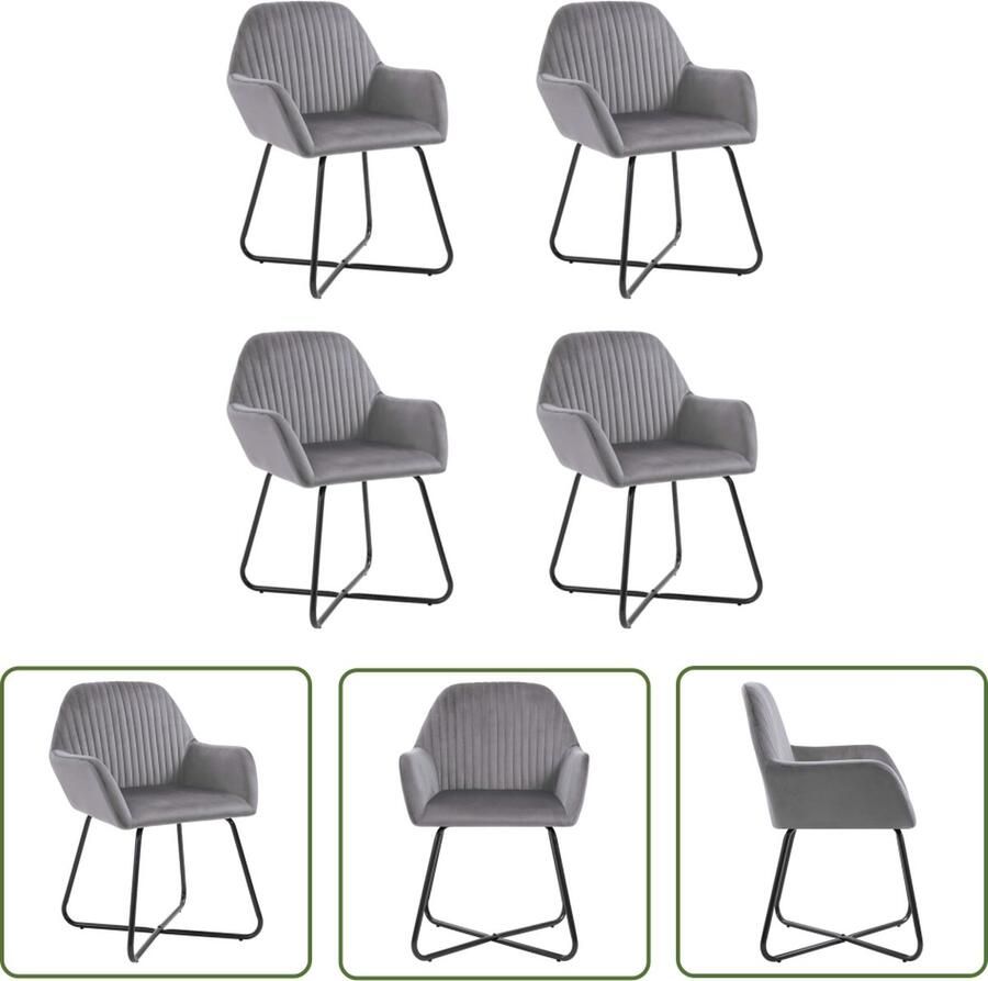 The Living Store Eetstoelen Set van 2 Fluweel Grijs 61x61x84 cm Ergonomisch Eetkamerstoelen Fluweel Stoelen Grijze Stoelen Moderne Stoelen Comfortabele Stoelen - Foto 2