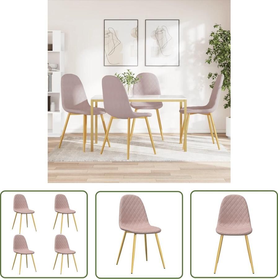The Living Store Eetkamerstoel Delicate Roze Fluweel 45 x 53.5 x 87 cm Eetkamerstoelen Fluweel Stoelen Roze Meubels Design Stoelen Comfortabele Stoelen - Foto 2
