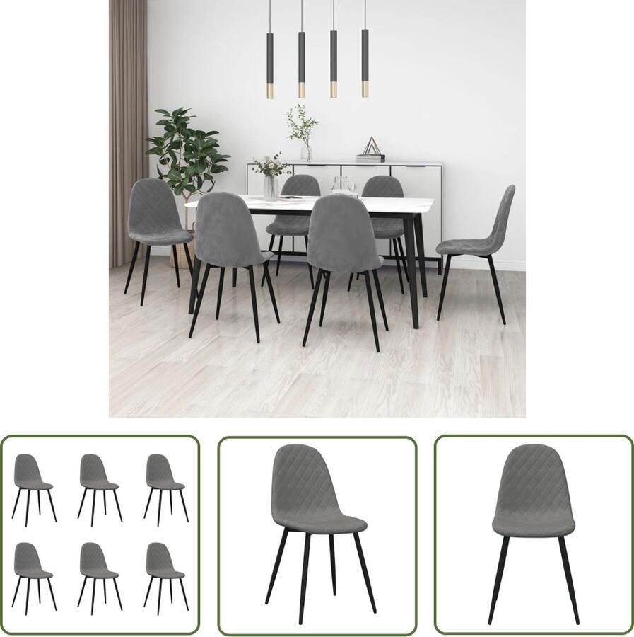 The Living Store Eetstoelen Keukenstoelen 45 x 53.5 x 87 cm Lichtgrijs Eetkamerstoelen Fluweel Stoelen Grijze Stoelen Design Stoelen Comfortabele Stoelen - Foto 3