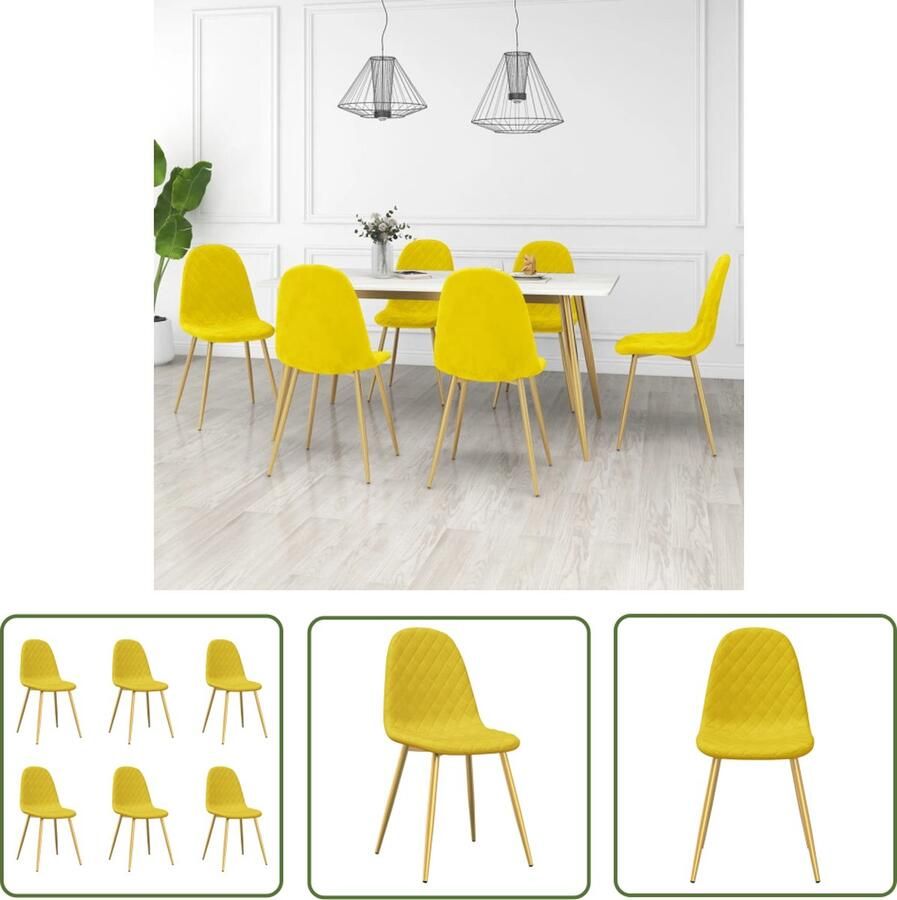 The Living Store Eetstoelen Keukenstoelen 45 x 53.5 x 87 cm Mosterdgeel Fluweel Eetkamerstoelen Fluweel Stoelen Mustard Yellow Chairs Moderne Stoelen Design Stoelen - Foto 2