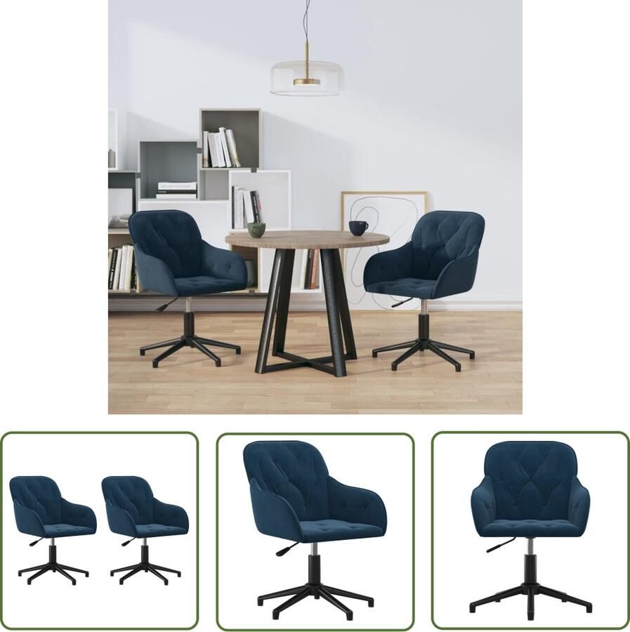 The Living Store Eetkamerstoelen 56 x 61.5 x (72 80) cm Blauw fluweel Eetkamerstoelen Fluweel Stoelen Blauwe Stoelen Design Stoelen Luxe Stoelen