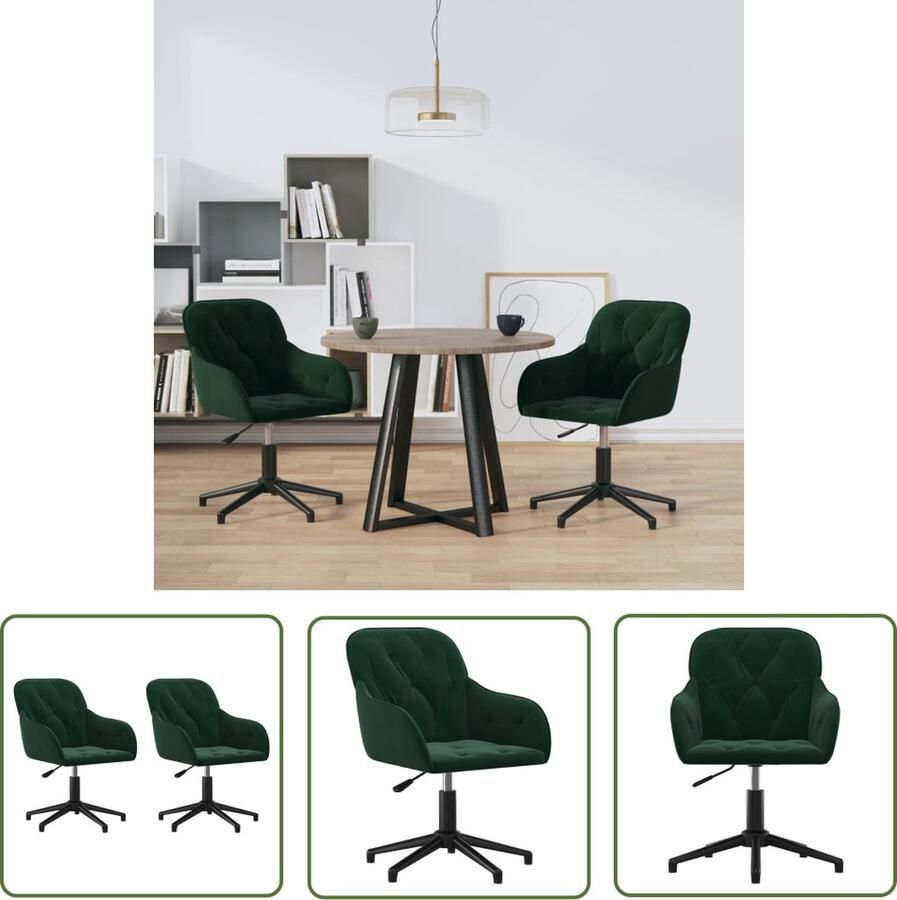 The Living Store Eetkamerstoelen Donkergroen Fluweel Verstelbaar Metalen Frame Eetkamerstoelen Fluweel Stoelen Donkere Groene Stoelen Verstelbare Stoelen Draaibare Stoelen
