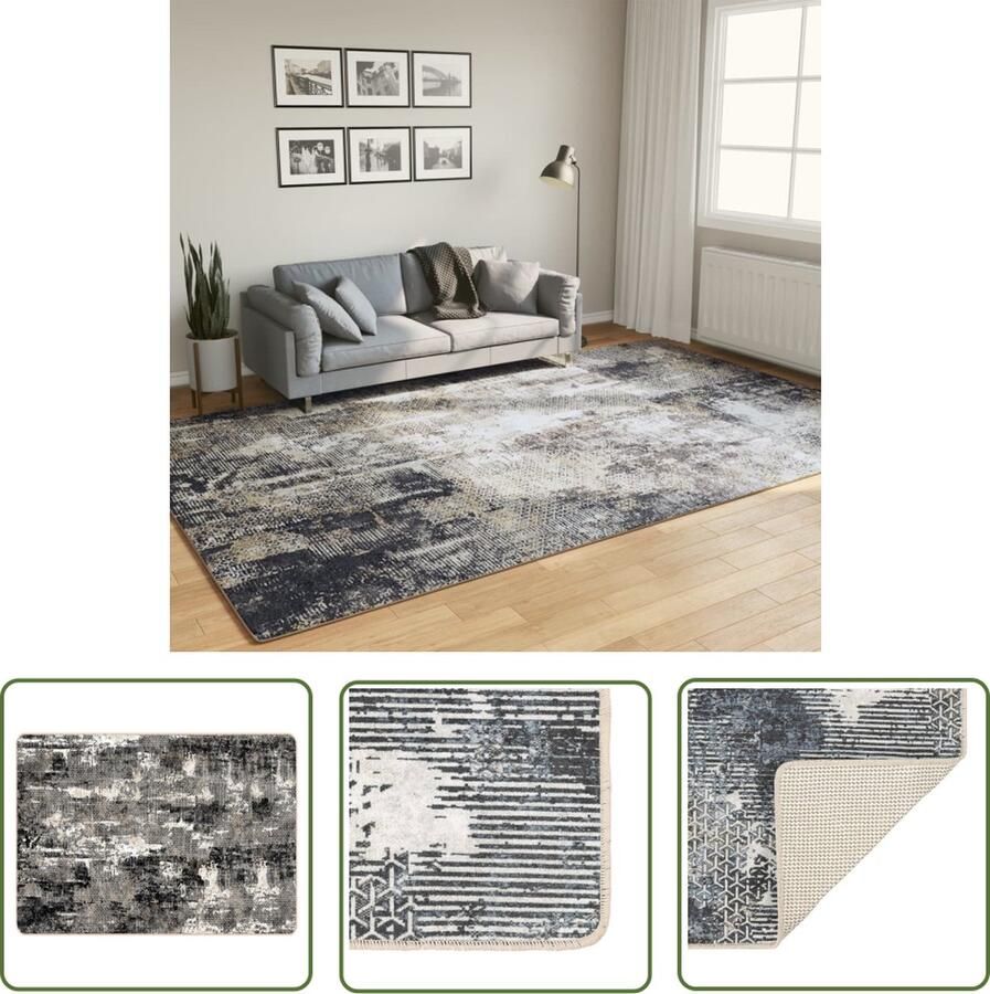 The Living Store vloerkleed meerkleurig 190 x 300 cm zacht fluweel anti-slip machine wasbaar 100% polyester Vloerkleed Fluweel Anti-slip Multifunctionele Matten Woonkamertapijten