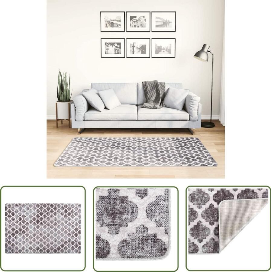 The Living Store Vloerkleed wasbaar anti-slip 80x150 cm meerkleurig Vloerkleed Fluweel Multikleurig Warm Gevoel Gezellig