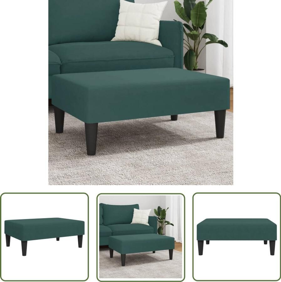 The Living Store Voetenbank 77x55x31 cm fluweel donkergroen Voetenbank Voetenbanken Voetenbankje Voetensteun