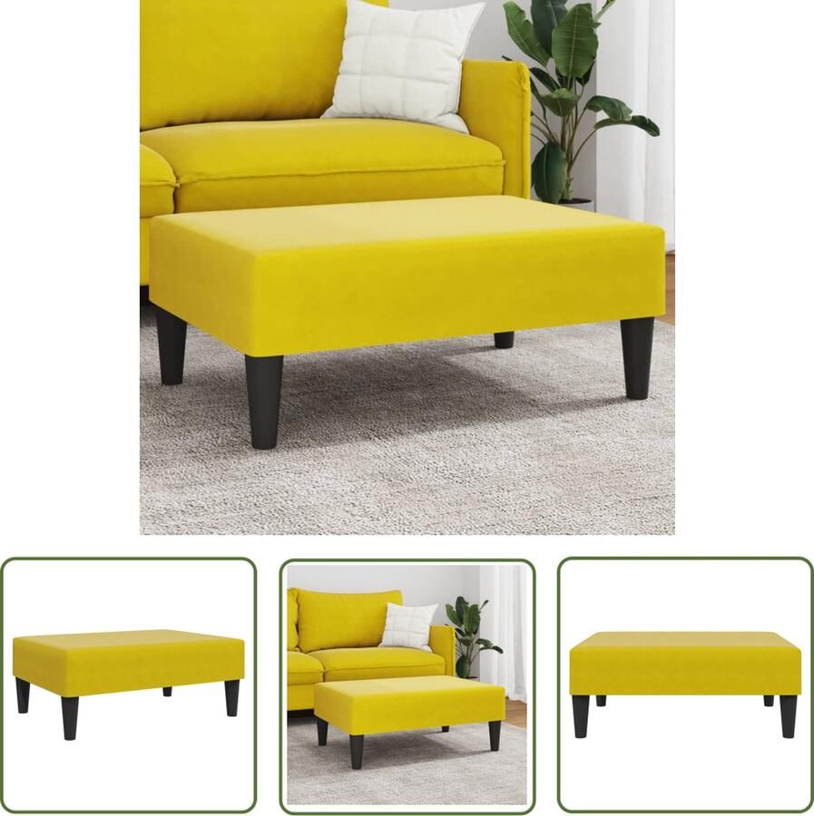 The Living Store Voetenbank 77x55x31 cm fluweel geel Voetbank Fluweel Stoffen Meubels Gele Meubels Moderne Woonkamer Extra Zithoek