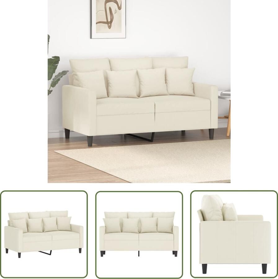 The Living Store 2-zitsbank fluweel crème 138 x 77 x 80 cm Stevig metalen frame Tweezitsbank Fluweelb Bank Creme Bank Salontafel Lounge Meubilair