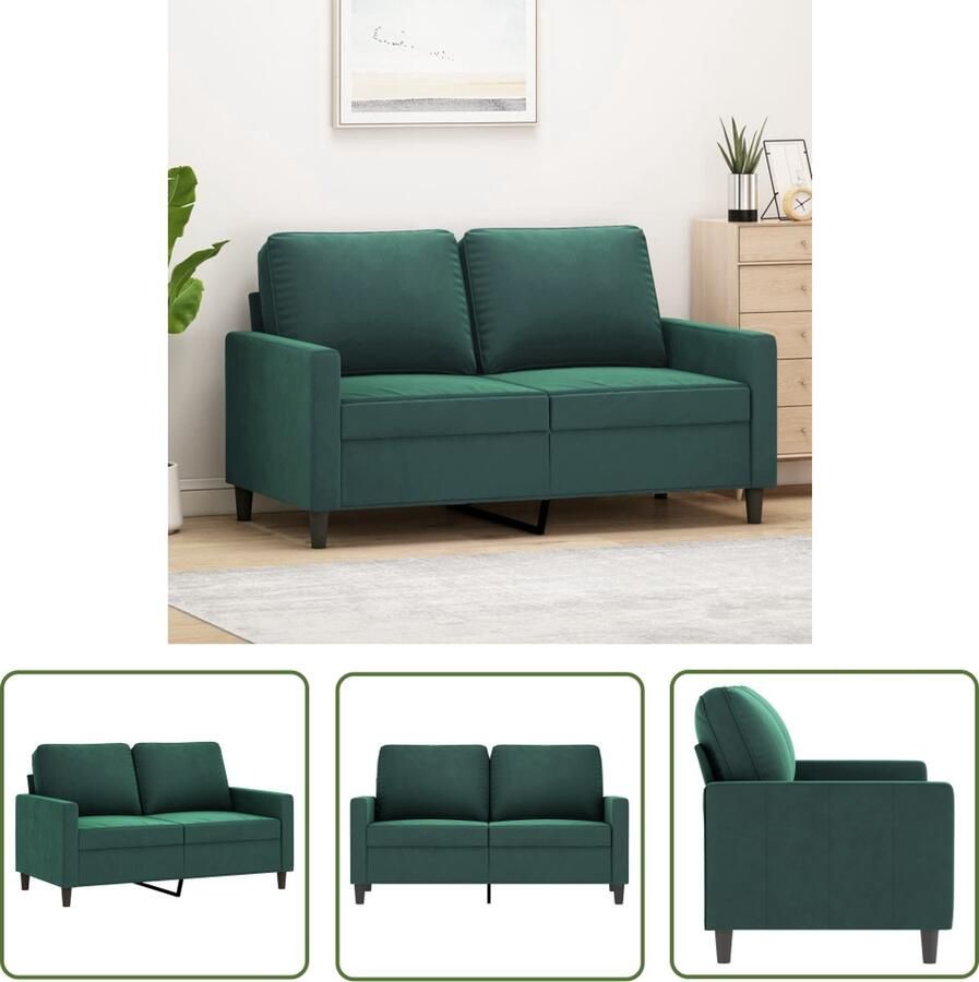 The Living Store 2-zitsbank Fluweel Donkergroen 138x77x80 Stevig metalen frame Tweezitsbank Fluweelb Bank Donkere Groene Bank Salonbank Banks Kopen