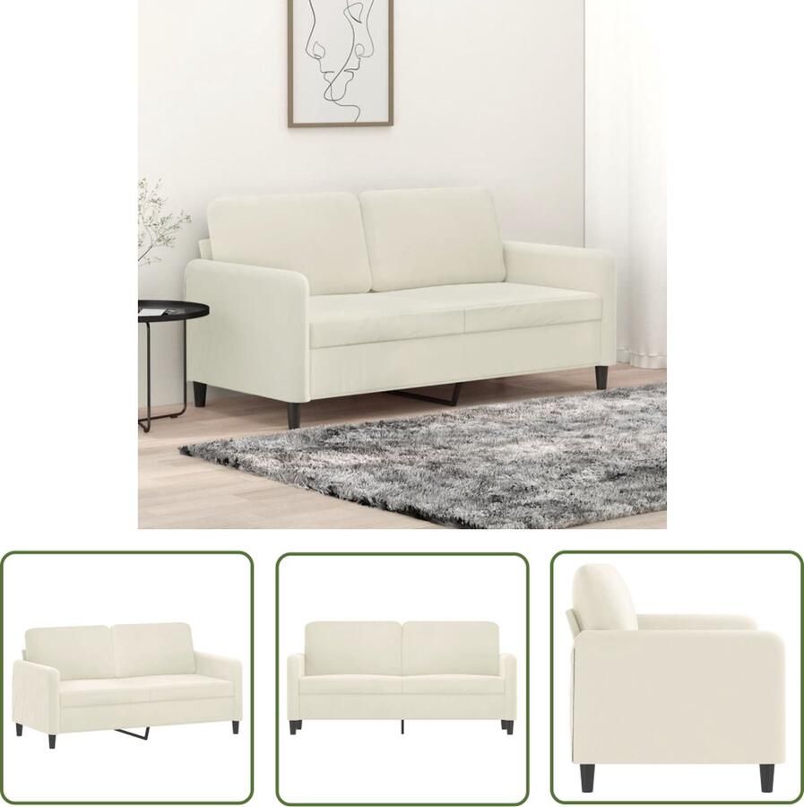 The Living Store Tweezitsbank 140 cm fluweel crèmekleurig Tweezitsbank Fluweelbank Salontafel Bankstellen Livingroom Meubilair