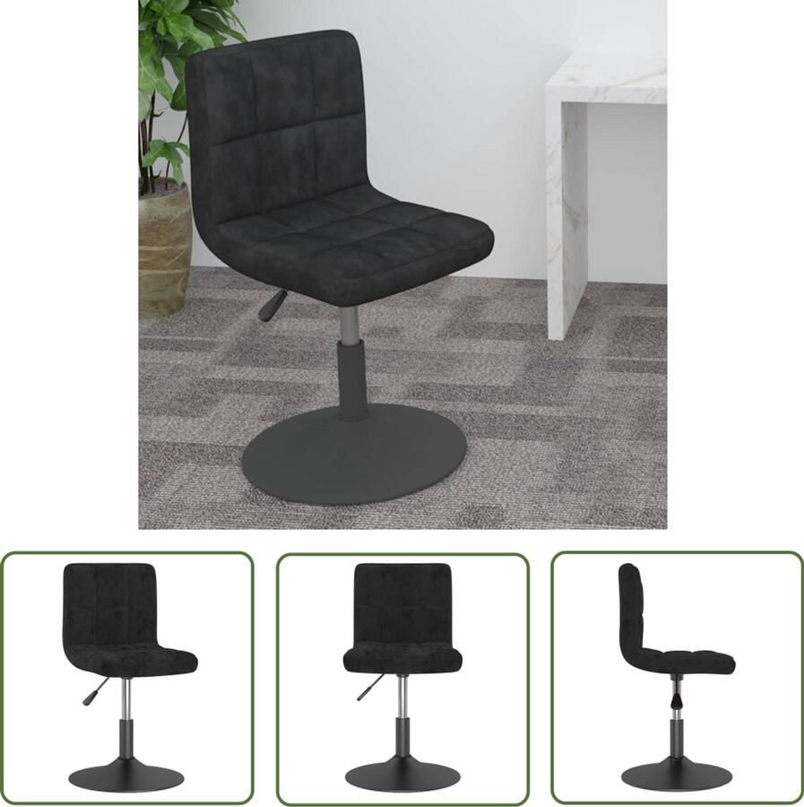 The Living Store Barkruk draaibaar fluweel zwart Draaibare Barkruk Fluweelbarkruk Barkrukken Zwart Barstoelen Designbarkruk