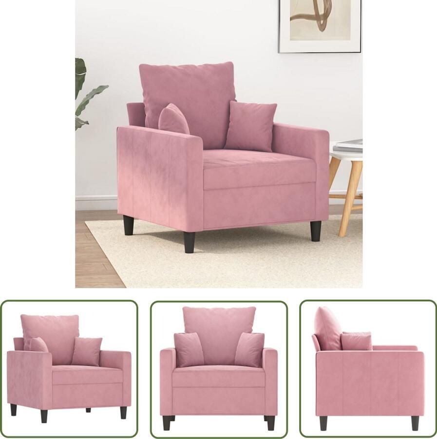 VidaXL Fauteuil 60 cm fluweel roze Fauteuil Fluweelfauteuil Designfauteuil Lounge Fauteuil Eetkamerstoel