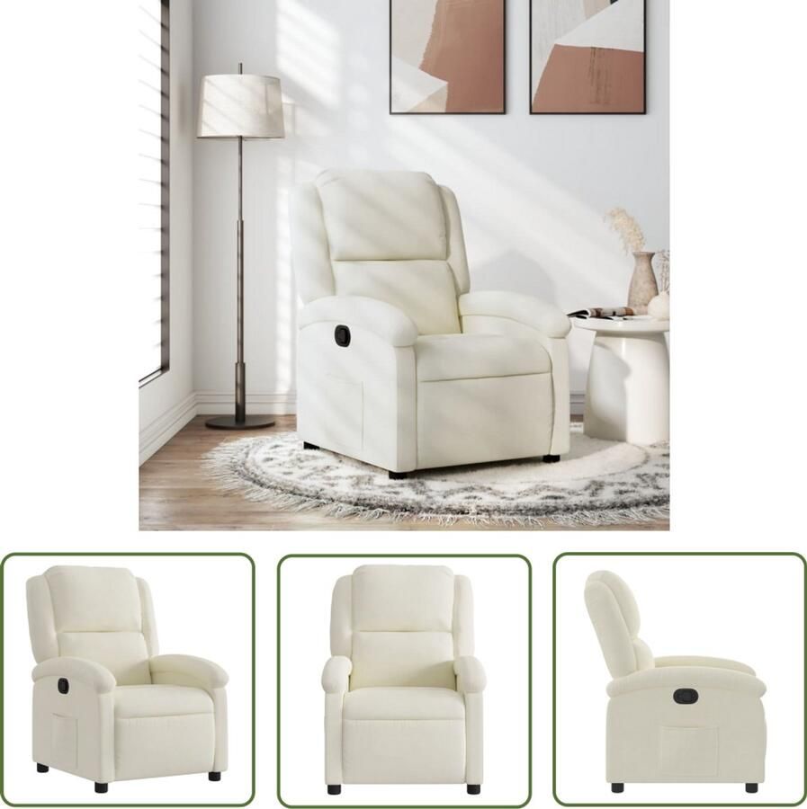 VidaXL Fauteuil verstelbaar fluweel crèmekleurig Verstelbare Fauteuil Fluweelfauteuil Lounge Fauteuil Relaxfauteuil Fauteuils