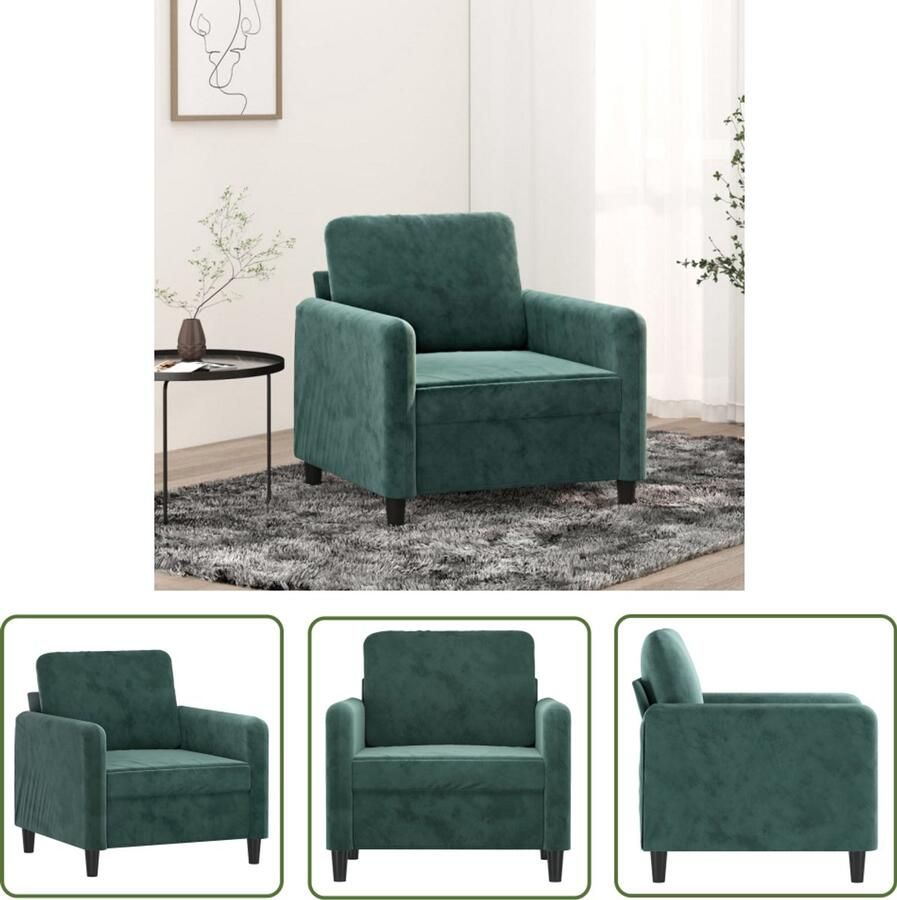 VidaXL Fauteuil 60 cm fluweel donkergroen Fauteuil Fluweelstoel Donkere Fauteuils Design Fauteuil Lounge Stoel