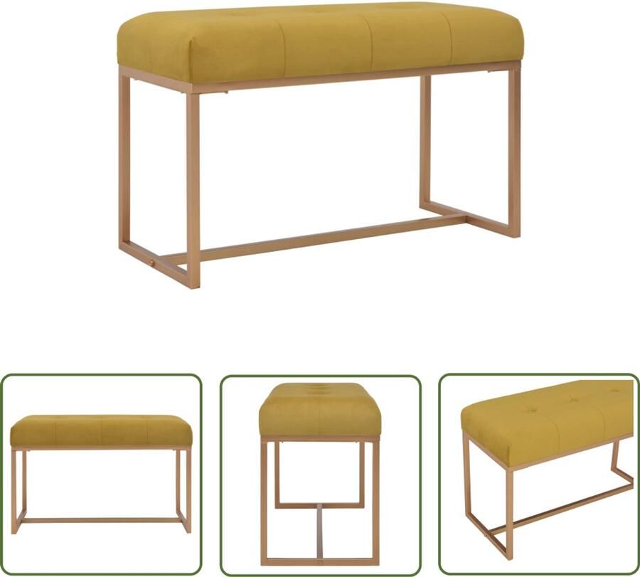 VidaXL Fluwelen Bankje 80 cm Mosterd & Goud Fluwelen Bank Velvet Bank Halbankje Entreebank Design Bank Mustard Bank Gele Bank Kleine Bank Stoffen Bank Modern Bank Vintage Bank Living Room Furniture Home Decor