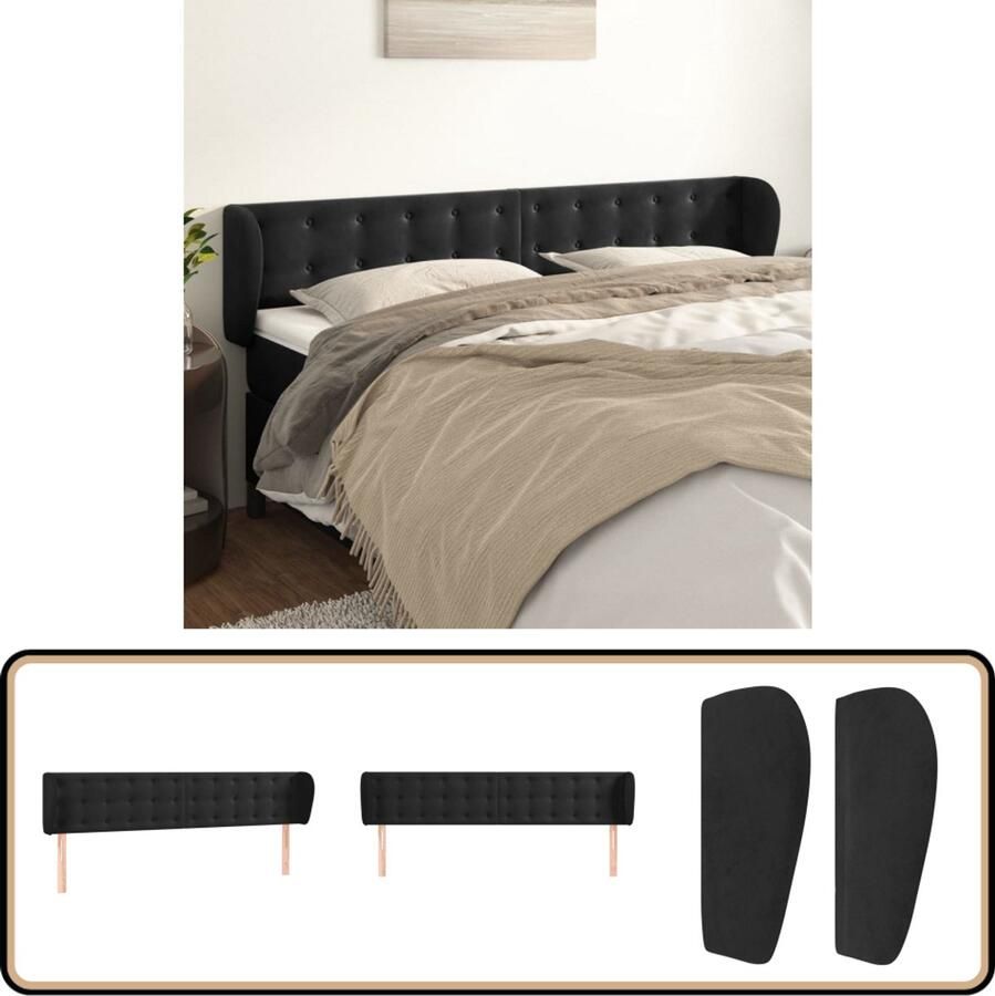 The Living Store Klassiek Hoofdbord Zacht Fluweel Stevige Poten Verstelbare Hoogte Comfortabele Ondersteuning Zwart 203x23x78 88cm Klassieke Hoofdbord Fluweel Hoofdbord Zwart Hoofdbord Met Armen Adjustable Hoofdbord