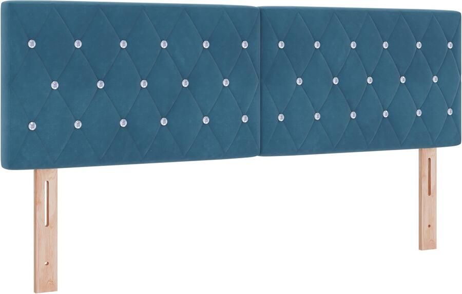 VidaXL Hoofdbord met kristallen knopen ge tuft donkerblauw 140 cm fluweel