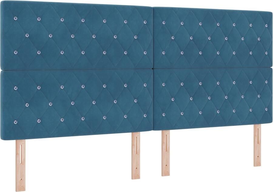 VidaXL Boxspring bed met matras Donkerblauw 200 x 200 cm Fluweel