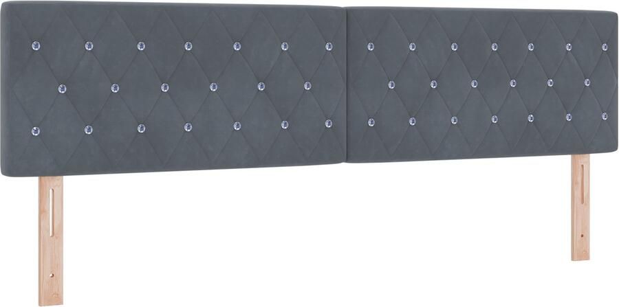 VidaXL Hoofdbord met Kristallen Knop Gequilt Donkergrijs 180 cm Velvet