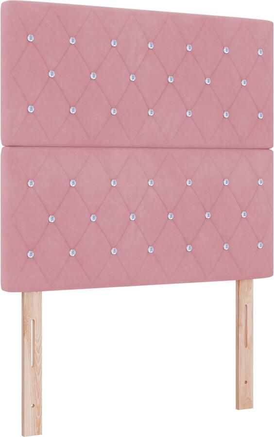 VidaXL Boxspring Bed met Matras & Bank Roze 90x200 cm Fluweel - Foto 3