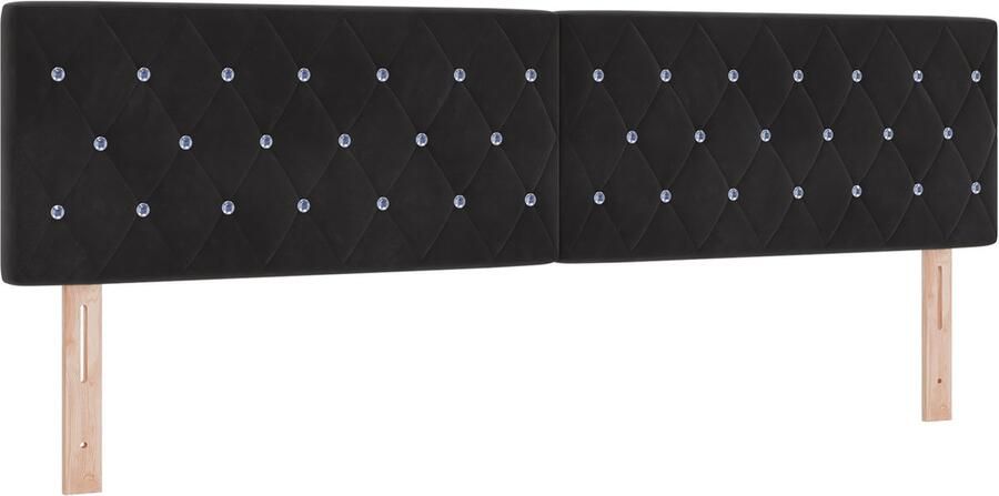 VidaXL Fluwelen Hoofdbord Geruit met hoofdeinde Zwart 180 cm Fluweel