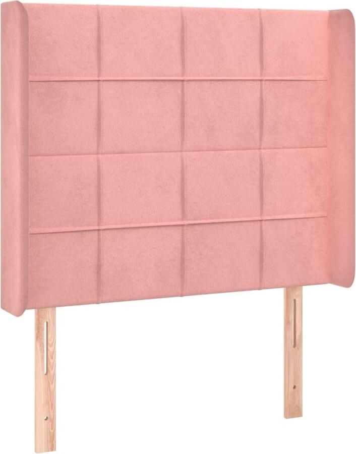 VidaXL Hoofdbord met randen 83x16x118 128 cm fluweel roze - Foto 2