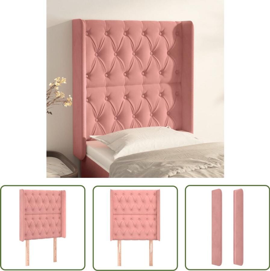 VidaXL Fluwelen Hoofdbord Roze 83x16x128 cm Hoofd Bord Hoofdkussen Velvet Roze Beddecoratie Bedroom Decor Slaapkamervloer