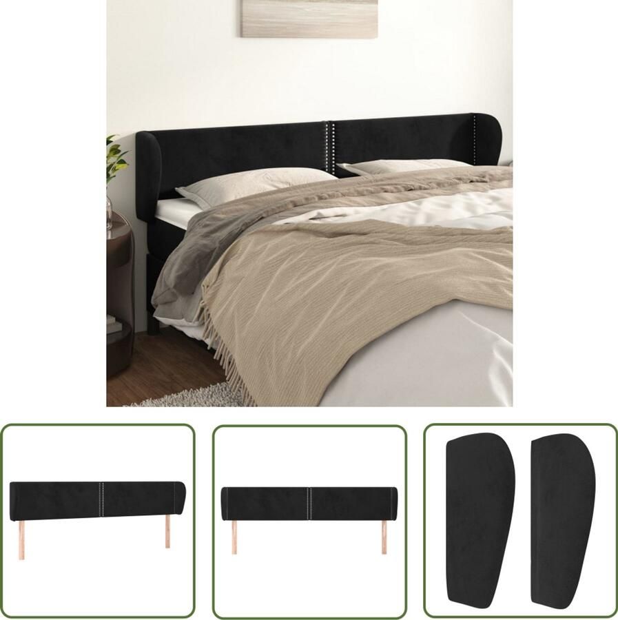 VidaXL Fluwelen Hoofdbord Zwart 183x23x78 88 cm Hoofd Bord Hoofdkussen Klassiek Hoofdbord Velvet Hoofdbord Zwart Hoofdbord Beddecoratie Bedroom Decor