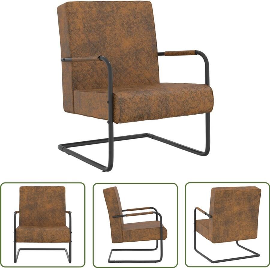 VidaXL Fluwelen Stoel Bruin Zwart 64x77x82 cm Slanke Stoel Designstoel Bruine Stoel Zwarte Stoel Lounge Stoel Fauteuil Met Armleuningen Kantoorsstoel Eetkamerstoelen Salontafel Woonkamer Meubels Moderne Stoel Vintage Stoel