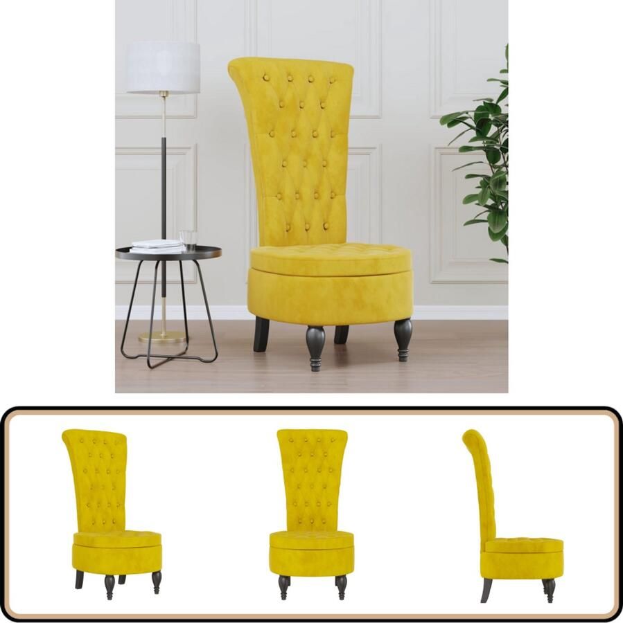 VidaXL Fluwelen Stoel Hoge Rugleuning Geel Stoelen Fluweel Stoel Design Stoel Lounge Stoel Eetkamerstoel