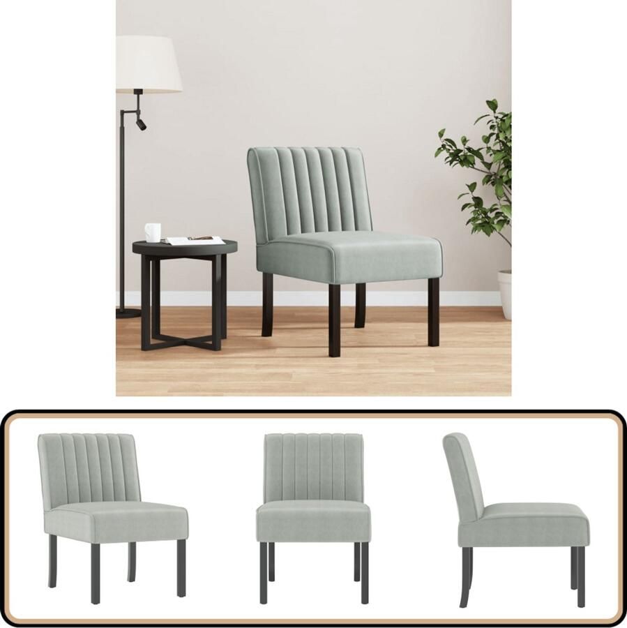 VidaXL Fluwelen Stoel Lichtgrijs Comfortabel Design Accentstoel Fluweel Stoel Lounge Stoel Eetkamerstoelen Design Stoel - Foto 2
